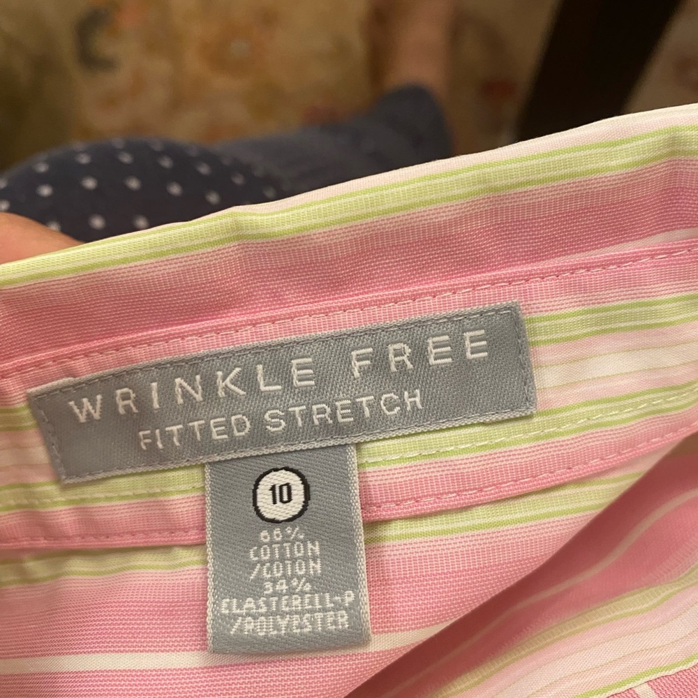 Foxcroft Non-Iron fitted stretch striped button up shirt Size 10 - Picture 14 of 15